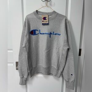 Champion Gray and Blue Crewneck Sweater